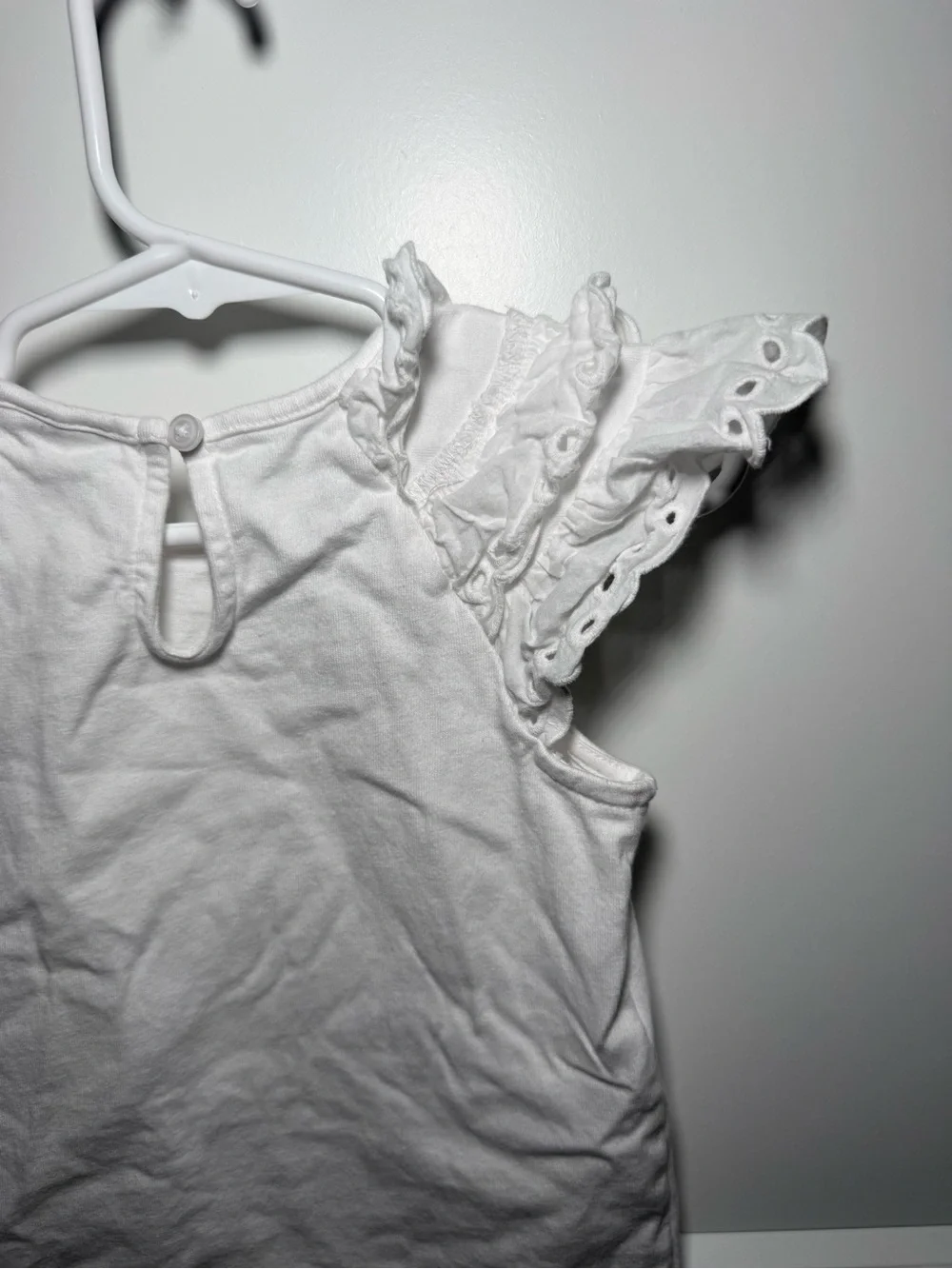 Janie and Jack White Eyelet Flutter Sleeve Tank Top 100% cotton